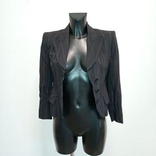 Blazer Max&Co. corto gessato con chiusura frontale