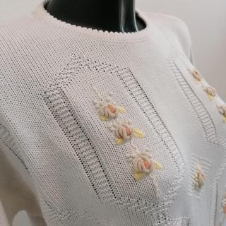 Golfino vintage in filo di cotone con applicazione