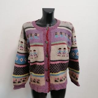 Cardigan vintage in lana pelosina lavorato ai ferri